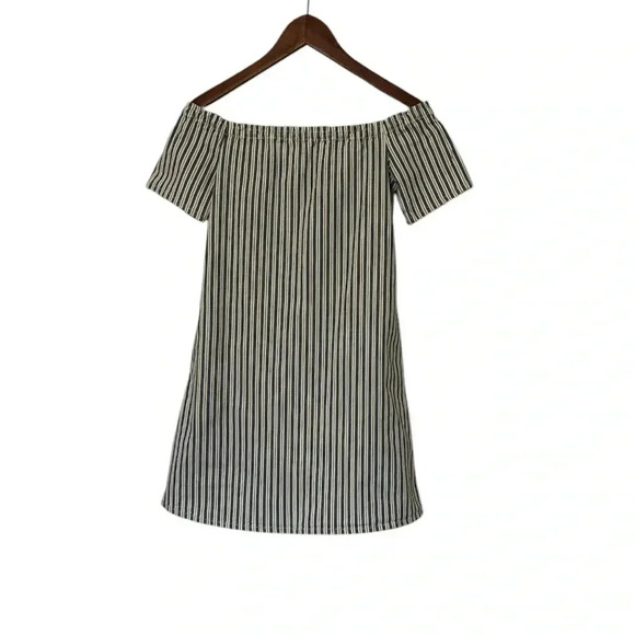 AG Denim Navy & Cream Off-the-Shoulder Mini Dress, Size XS - Picture 5 of 8